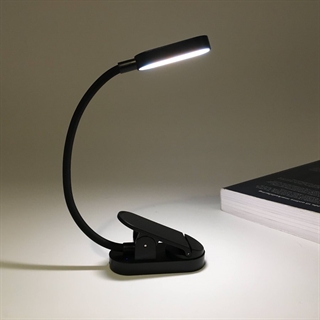 LED boglampe med klemme - Genopladelig - Sort